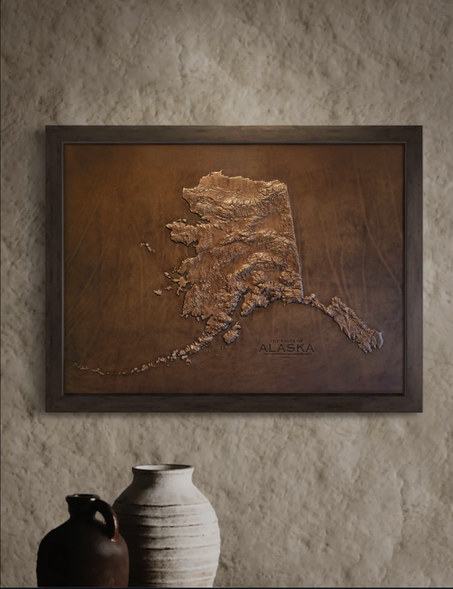 Alaska Leather Topographic Map - Diamond W Ranch