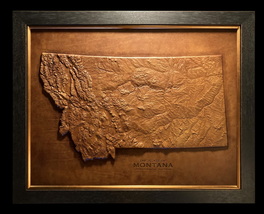 Montana Leather Topographic Map - Diamond W Ranch