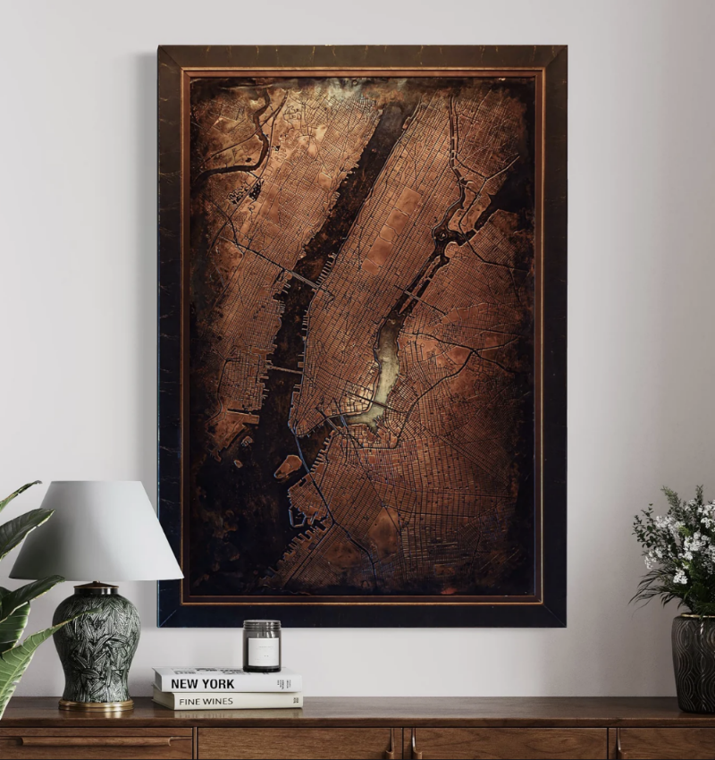 New York Copper Street Map - Diamond W Ranch