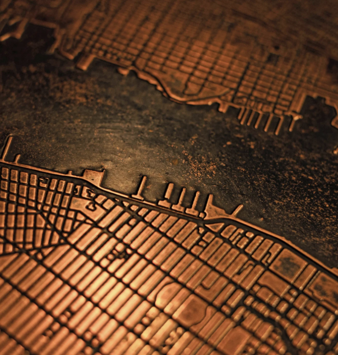 New York Copper Street Map - Diamond W Ranch
