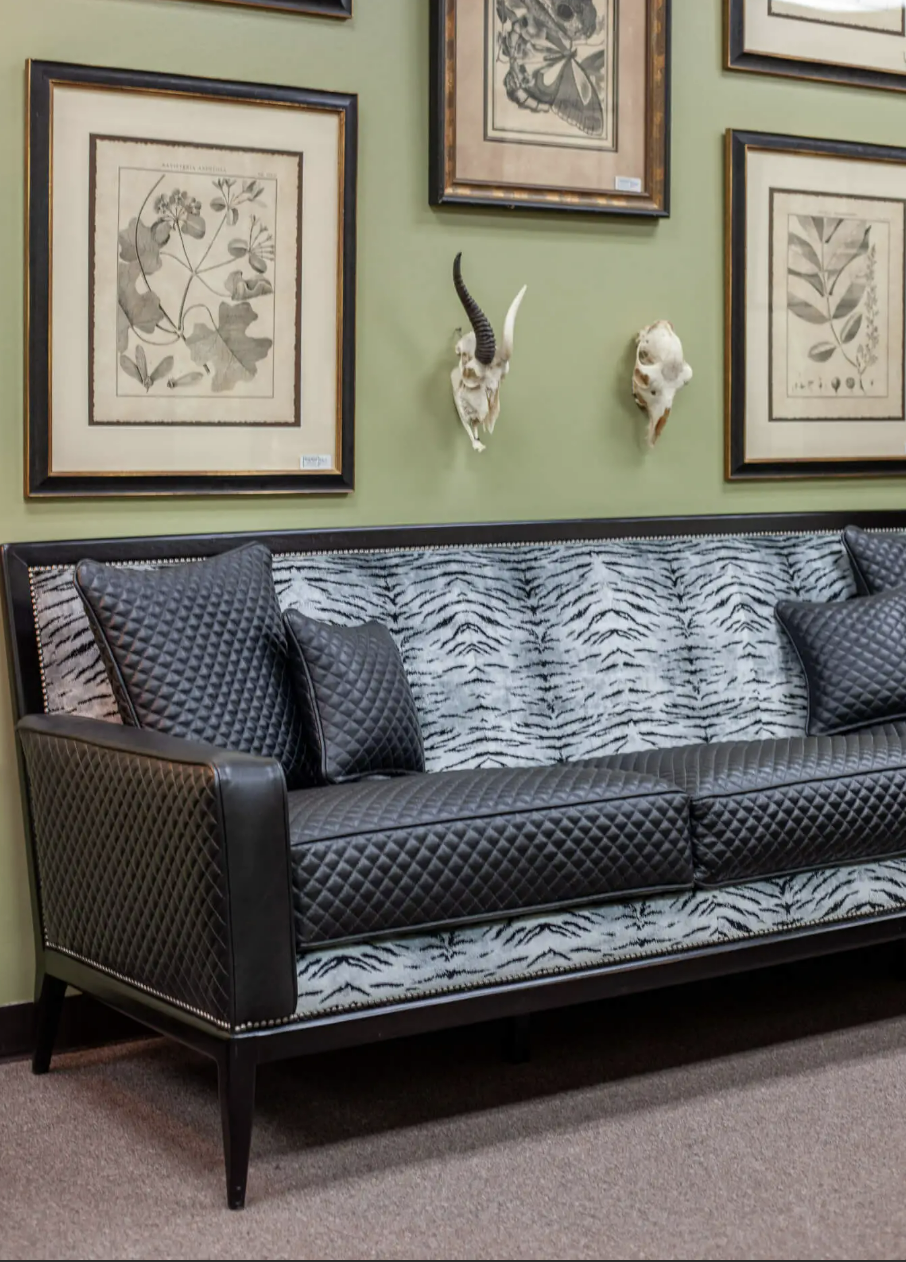 quilted contemporary sofa handmade by Old Hickory Tannery for modern western homes