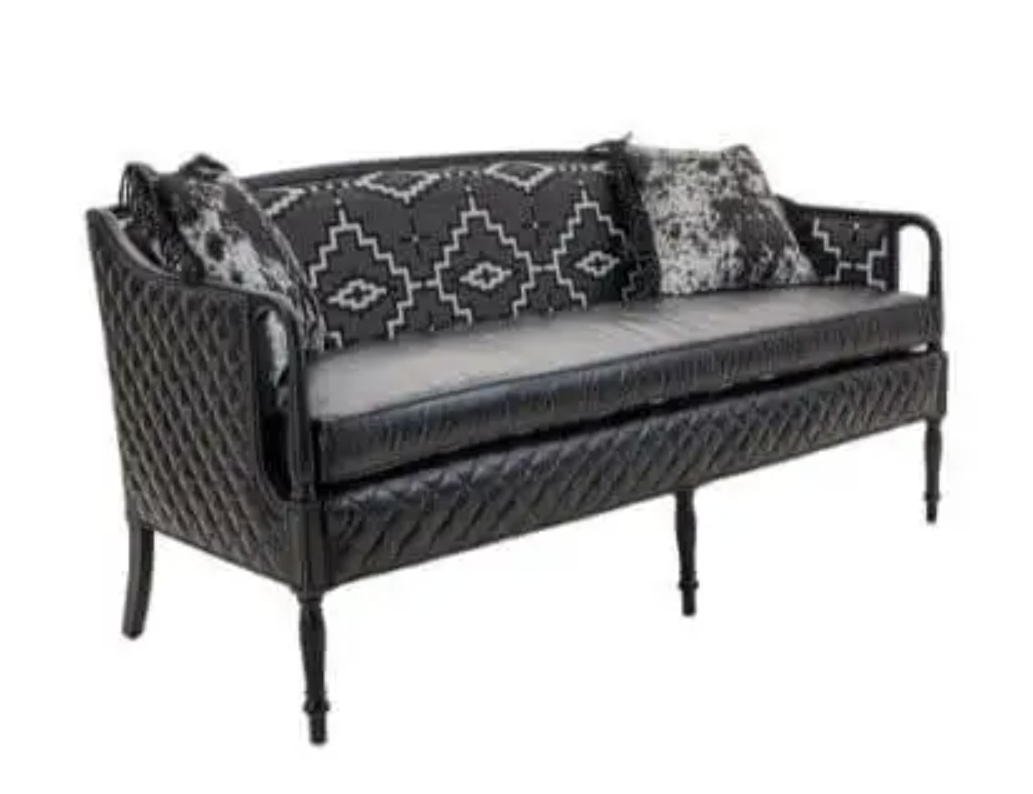 custom made black quilted sheridan sofa with pendleton fabric for ranch homes