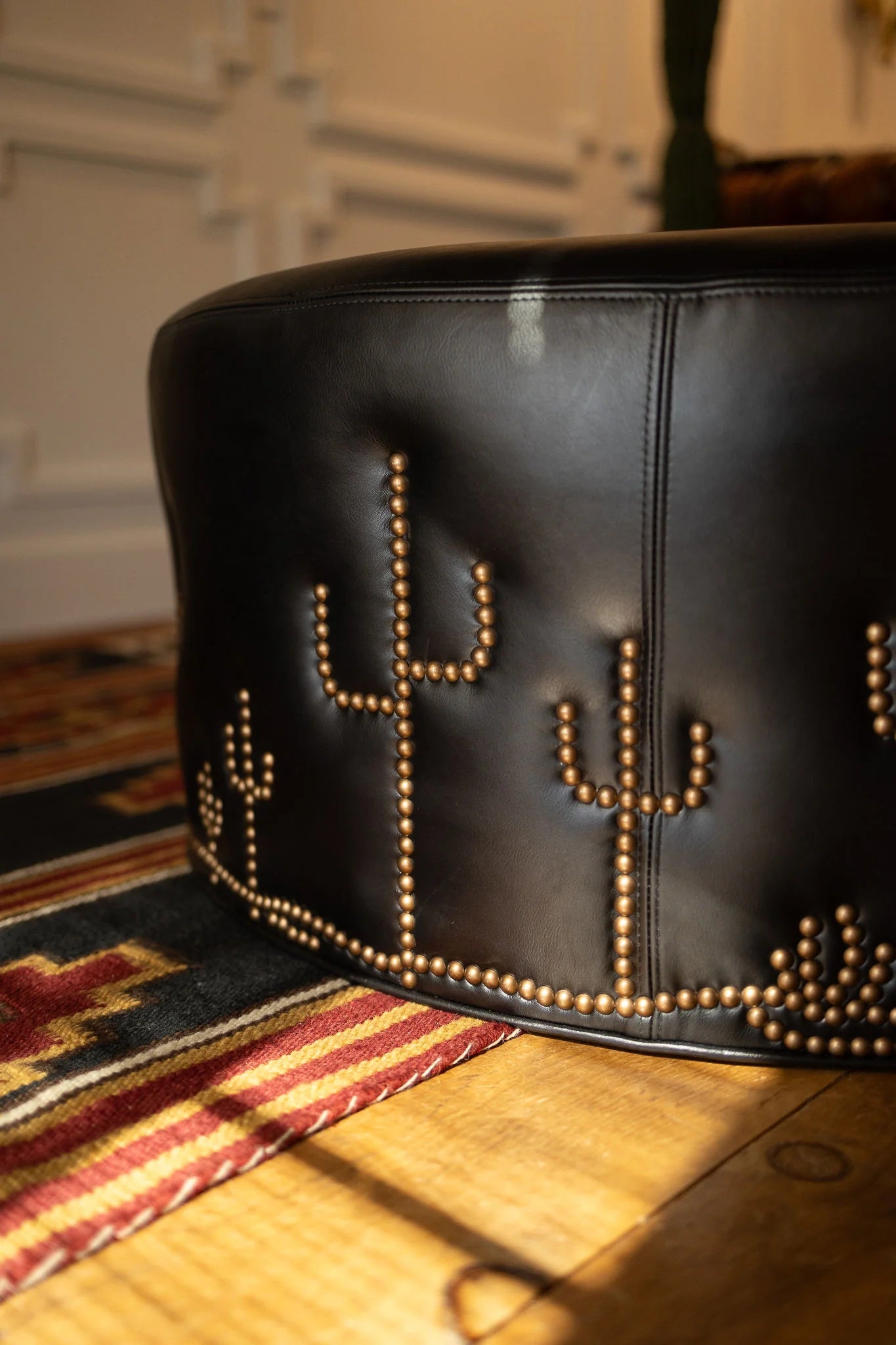 custom southwest cactus ottoman by Diamond W Ranch