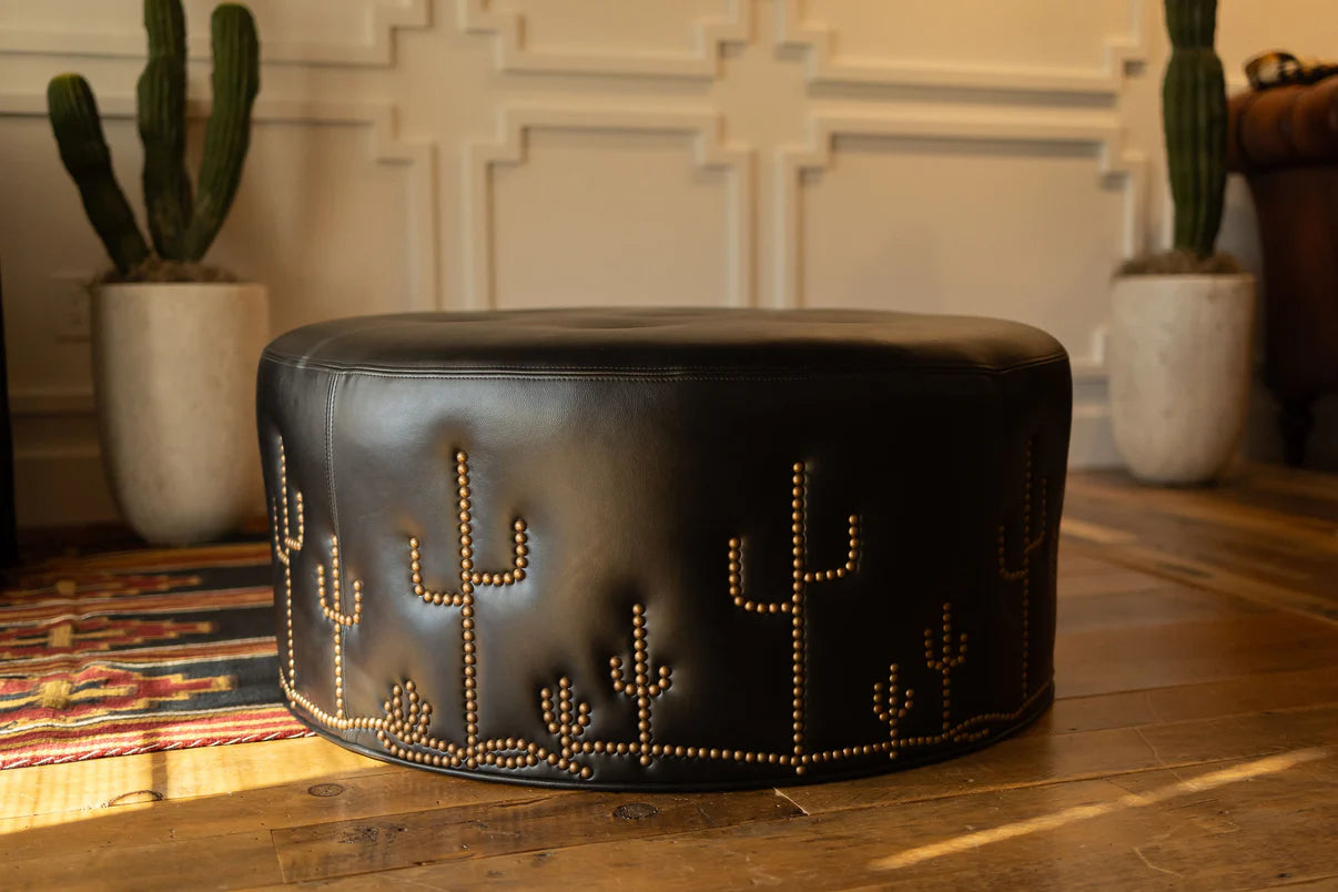 artisanal custom cactus ottoman by diamond w ranch