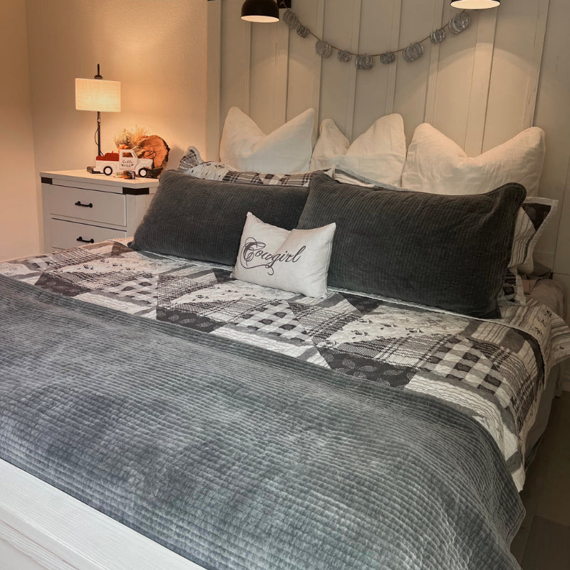 Stonewashed Cotton Velvet Quilt Set - Diamond W Ranch