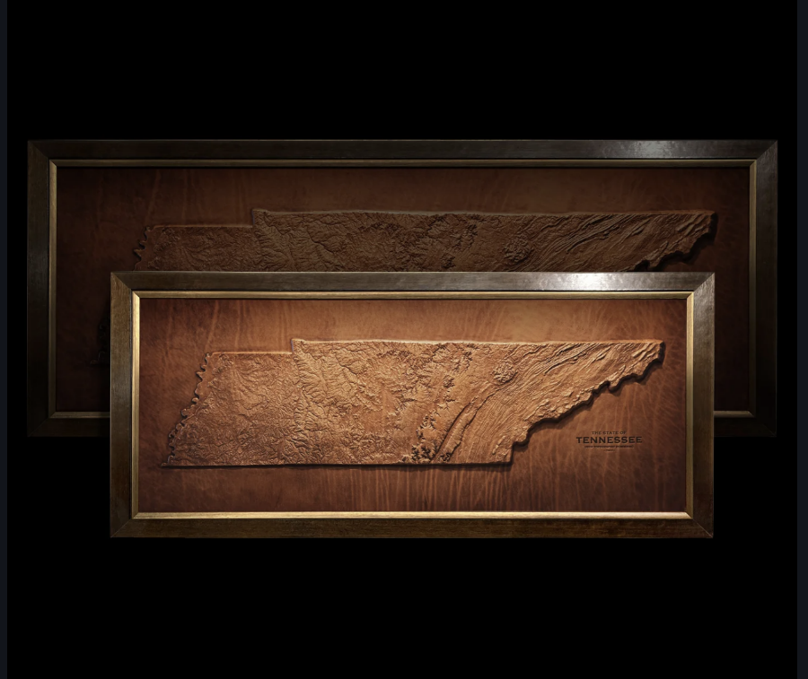 Tennessee Leather Topographic Map - Diamond W Ranch
