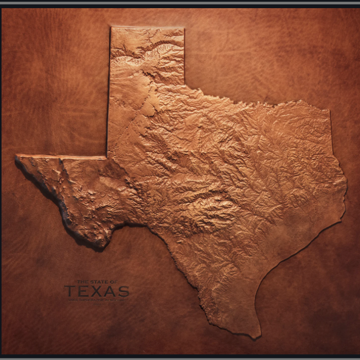 Texas Leather Topographic Map - Diamond W Ranch