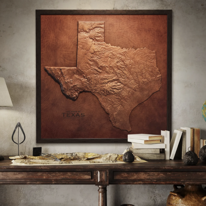 Texas Leather Topographic Map - Diamond W Ranch