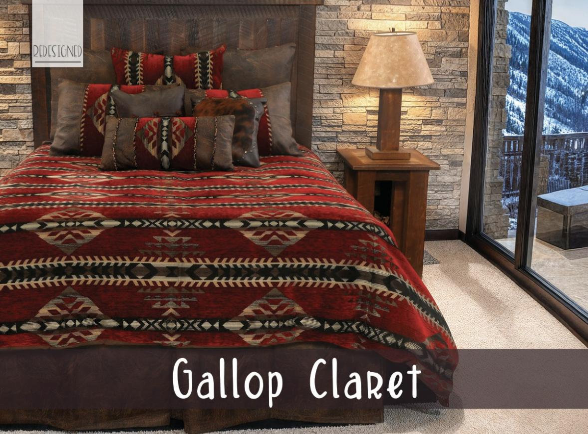 wooded river's custom bedding set gallop claret in a western bedroom