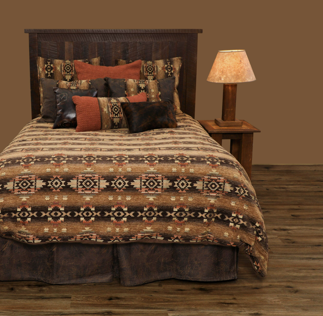 wooded river's handmade hitchin post desert bedding in bedroom