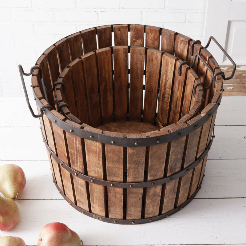 Hand Made Cider Press Basket Set - Diamond W Ranch