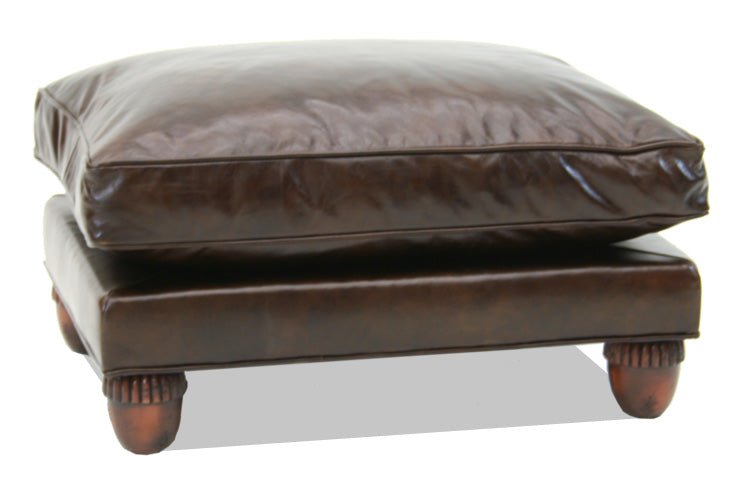 Leather and Fabric Chair and Ottoman - Diamond W Ranch