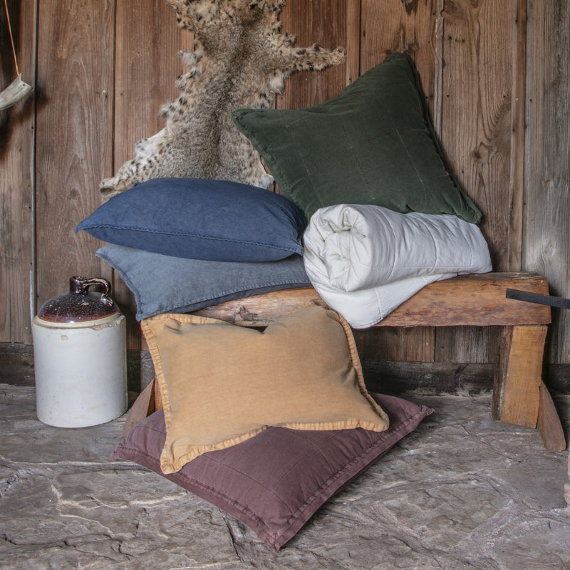 Stonewashed Cotton Canvas Euro Sham - Diamond W Ranch