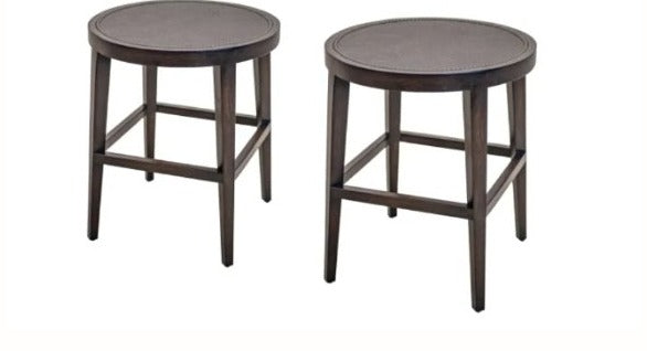 Tall accent table with embossed leather inlay, Diamond W Ranch