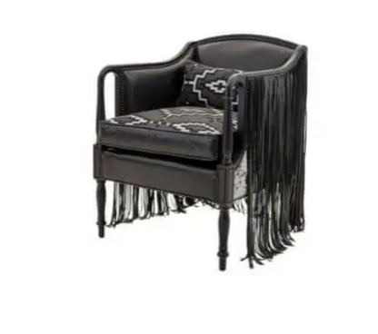 black leather sheridan chair with pendleton kiva fabric