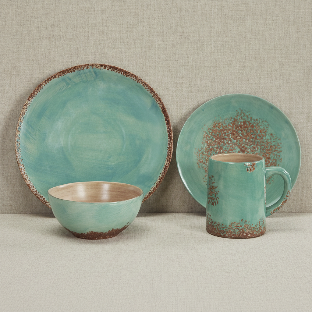 canyon spring dinnerware on a neutral background - diamond w ranch
