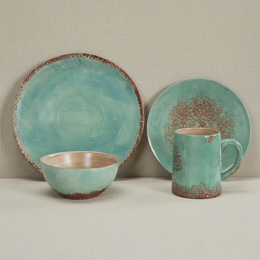 canyon spring dinnerware on a neutral background - diamond w ranch
