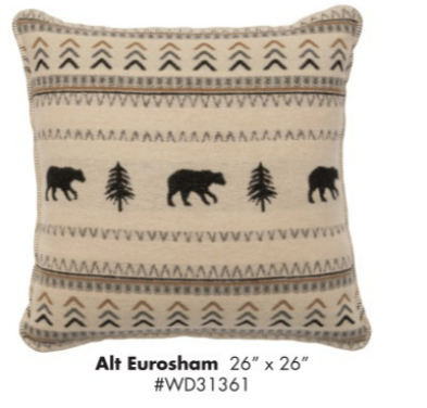 Wooded River Alt Euro Sham on White background