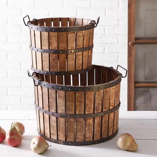 Hand Made Cider Press Basket Set - Diamond W Ranch 