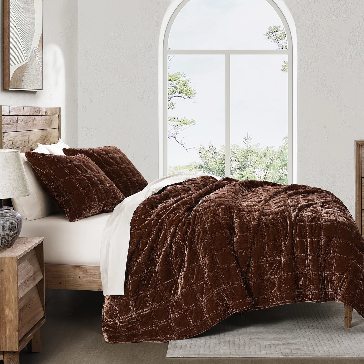 Aurora Faux Silk Velvet Quilt Set