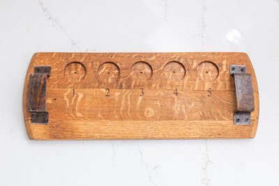 Whiskey Barrel Flight Board with Glencairn Glasses