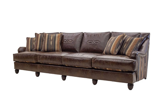 Leather and Fabric 4 seat Sofa