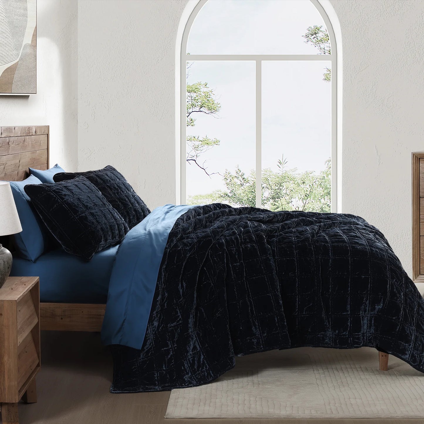 Aurora Faux Silk Velvet Quilt Set