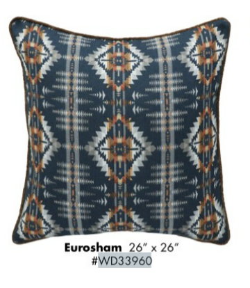 eurosham in pendleton design for moreno midnight western bedding - diamond w ranch