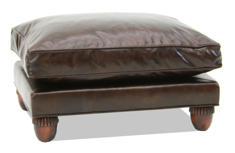 Leather and Fabric Chair and Ottoman