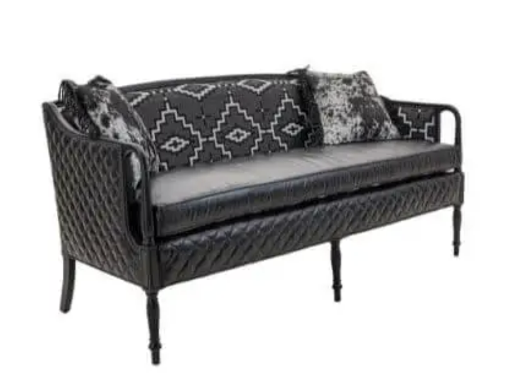 black quilted sheridan sofa with pendleton fabric