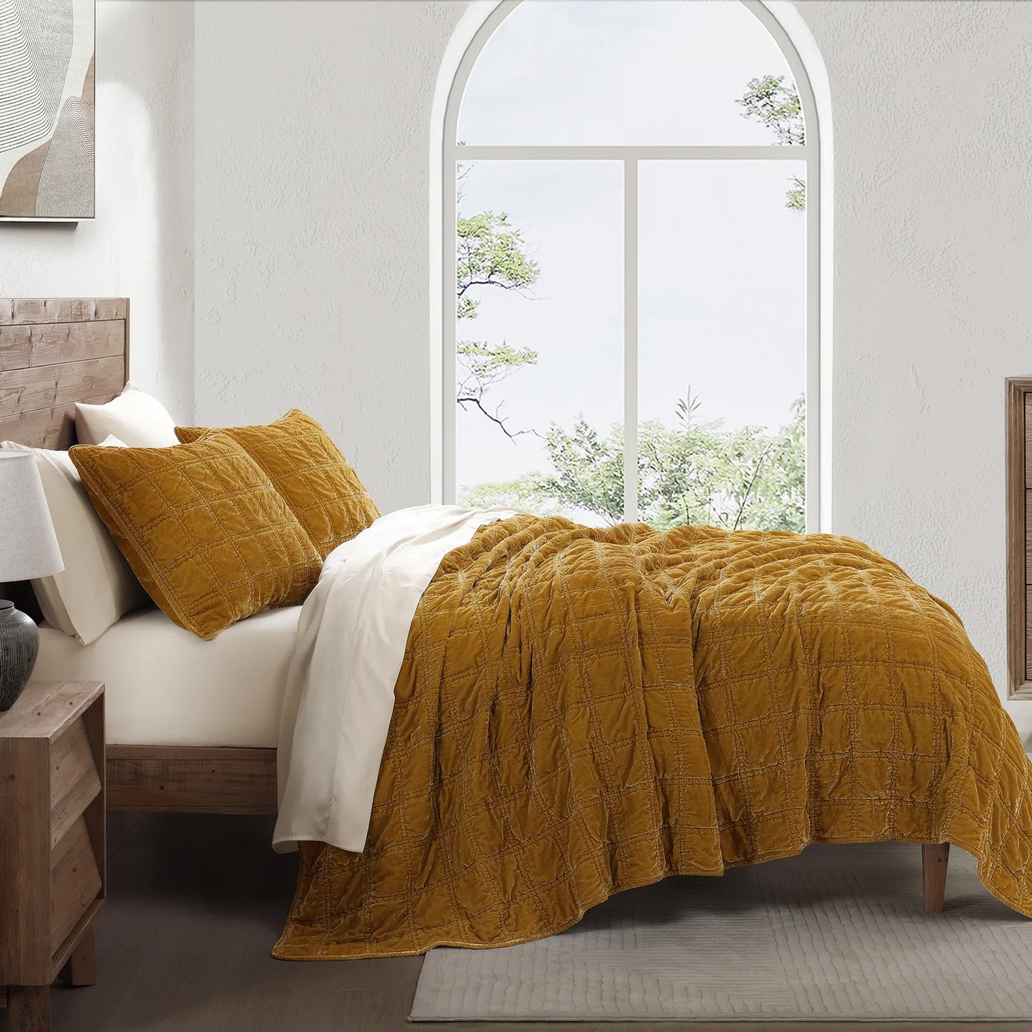 Aurora Faux Silk Velvet Quilt Set