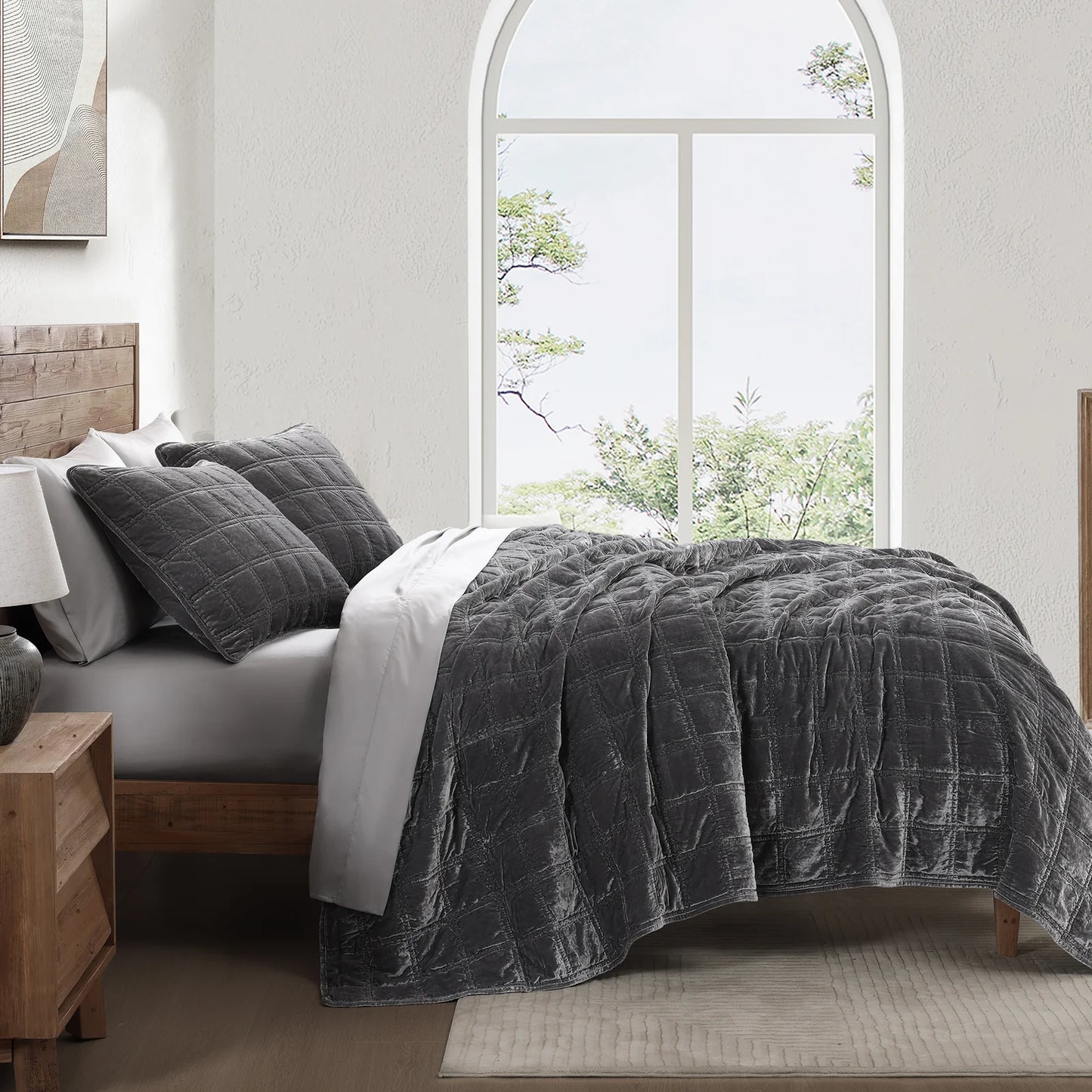 Aurora Faux Silk Velvet Quilt Set