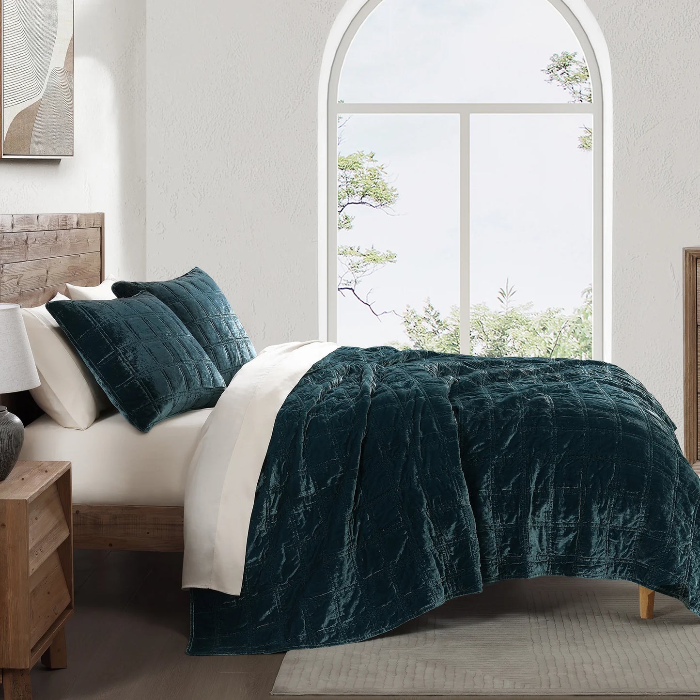 Aurora Faux Silk Velvet Quilt Set